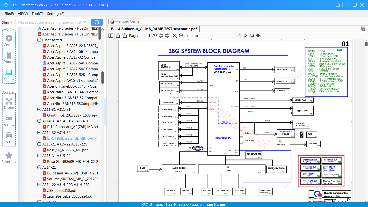 Laptop ACER EJ-14 Bulbasaur_GL MB_RAMP TEST Schematic